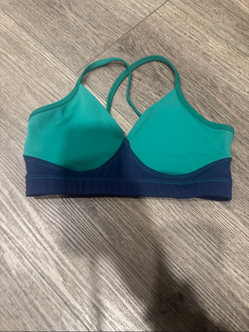 Girls' Teal and Navy Seamless Light-Support Dance Top